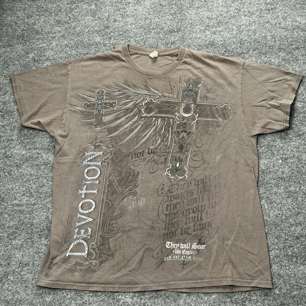 Y2K 2000s Grunge Devotion Cross Wings Men’s Size XLarge